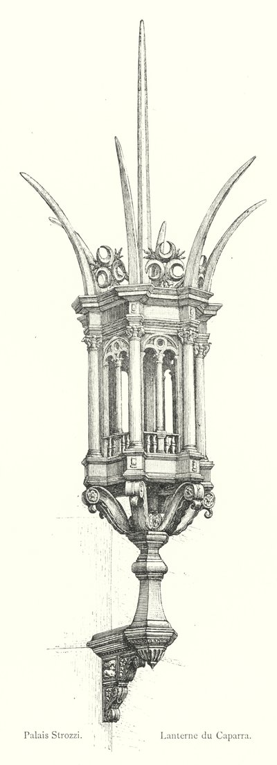 Strozzi Palace, Lantern by Caparra (engraving) by Italian School