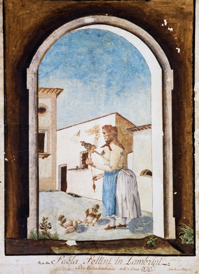 Romagna woman, Watercolour and ink, Italy by Italian School