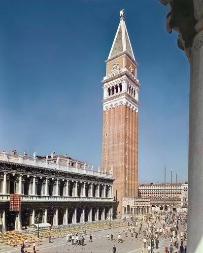 The Libreria Sansoviniana and campanile by Italian School