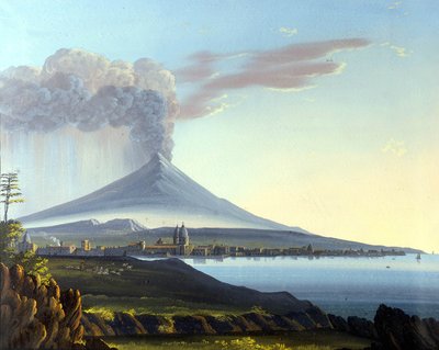 View of Mount Etna Erupting by Italian School