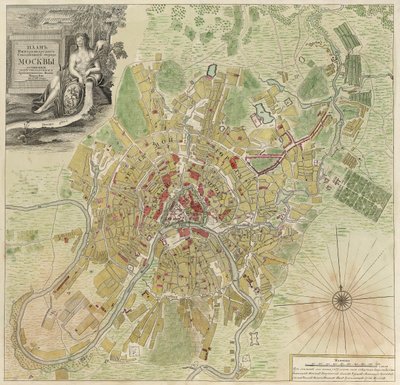 Map of Moscow, 1739 by Ivan Fyodorovich Michurin