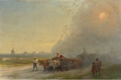 Ox-Carts in the Ukrainian Steppe by Ivan Konstantinovich Aivazovsky