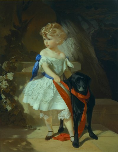 Girl with Dog, 1860s by Ivan Kosmich Makarov