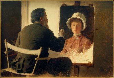 Kramskoi, Portraying His Daughter by Ivan Nikolaevich Kramskoy