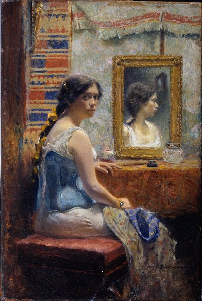 Lady at a Mirror by Ivan Pavlovich Pokhitonov