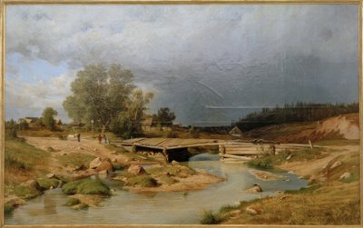 Landscape with Wooden Bridge by Ivan Ivanovich Shishkin