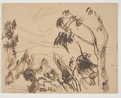 Southern French Landscape with Trees in the Foreground by J.A. Jerichau