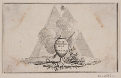 Vignette with Vase and Inscription by J.F. Clemens