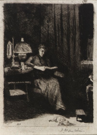 The Evening Lamp by J. Alden Weir