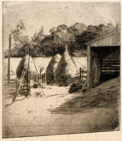 The Haystacks by J. Alden Weir