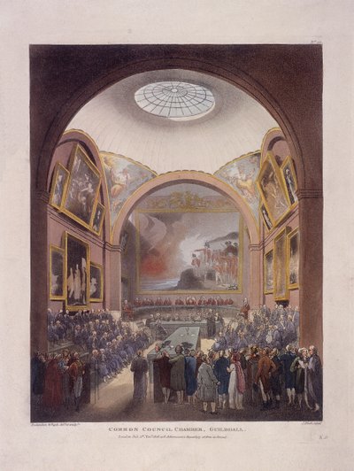 Guildhall Council Chamber, London, 1808 by J Bluck
