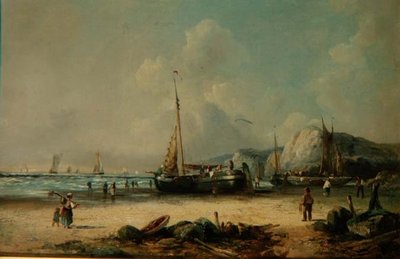 Fishing Boats on the Shore by J. Mundell