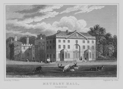 Methley Hall, Yorkshire (engraving) by John Preston Neale