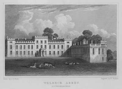 Welbeck Abbey, Nottinghamshire (engraving) by John Preston Neale