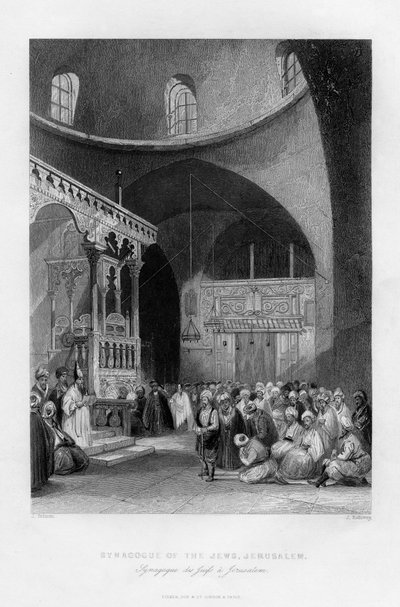 Synagogue of the Jews, Jerusalem, Israel, 1841 by J. Redaway
