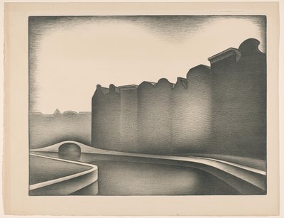 Houses by the water by Jacob Bendien (signed by artist)