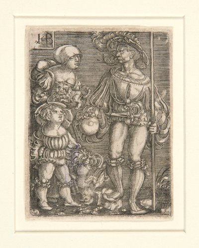 Foot Soldier with Woman and Child by Jacob Binck