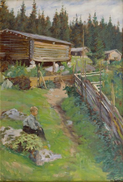 Young boy at the summer pasture by Jacob Bratland