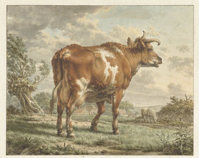 Red Pied Cow in a Landscape by Jacob  Cats