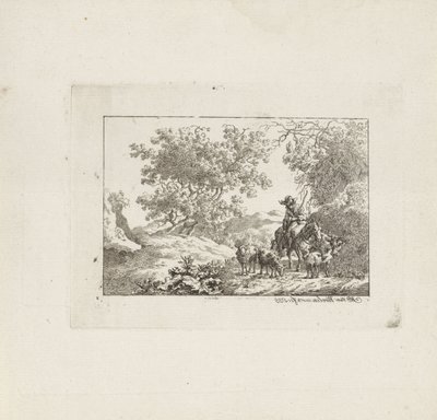 Shepherd on Horseback with Flock by Jacob Elias van Varelen