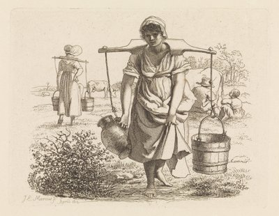 Two Milkmaids (series title: Study Prints) by Jacob Ernst Marcus