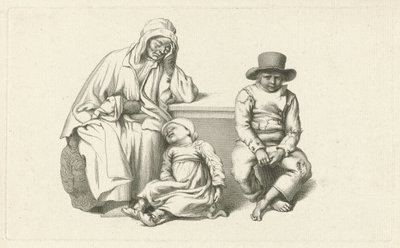 Seated Old Woman and Two Children by Jacob Ernst Marcus