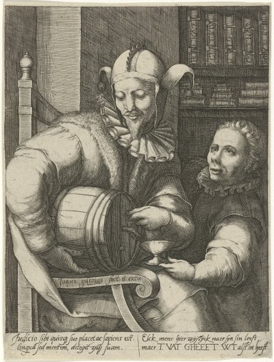 Jester with Wine Barrel by Jacob Goltzius (II)