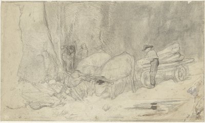 Ox Cart on a Mountain Road by Jacob Maris