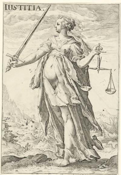 Justice (Justitia) by Jacob Matham (attributed to)