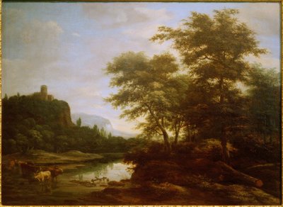 Landscape with Cattle Herd by the Pond by Jacob Salomonsz van Ruysdael