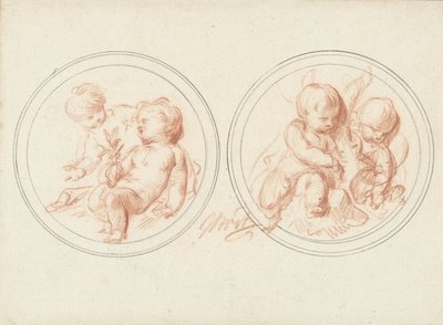 Two Medallions with Children by Jacob de Wit