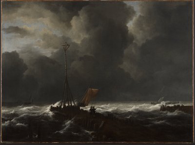 Rough Sea at a Jetty by Jacob van Ruisdael