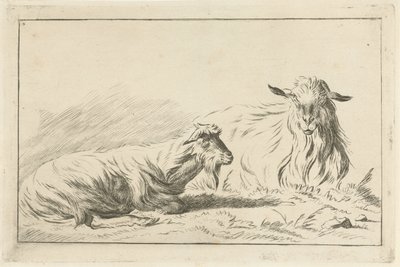 Two Lying Goats by Jacobus Cornelis Gaal