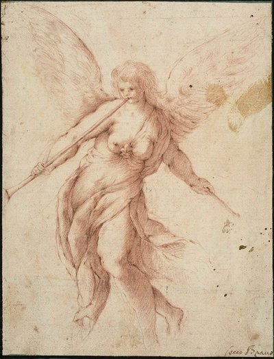 Fame Blowing on a Trumpet by Jacopo Palma il Giovane