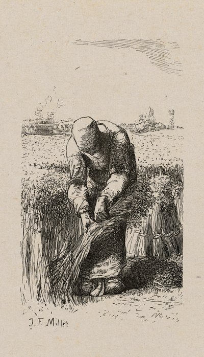 Woman Pulling Flax by Jacques Adrien Lavieille