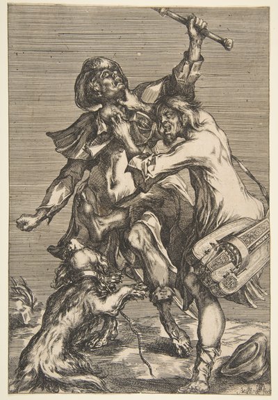 Two Fighting Beggars by Jacques Bellange