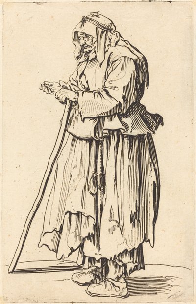Beggar Woman Receiving Charity by Jacques Callot