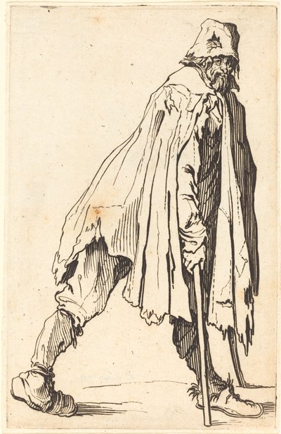 Beggar with Crutches and Cap by Jacques Callot