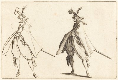 Gentleman in Large Mantle, Front View by Jacques Callot