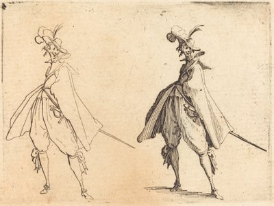 Gentleman in Large Mantle, Front View by Jacques Callot