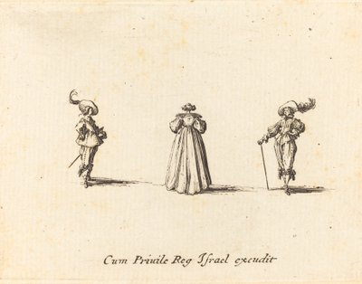 Lady Seen from Behind, and Two Gentlemen by Jacques Callot