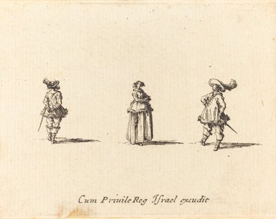 Lady with Arms Folded, and Two Gentlemen by Jacques Callot