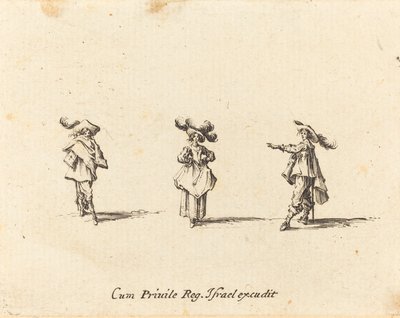 Lady with Large Plumes, and Two Gentlemen by Jacques Callot