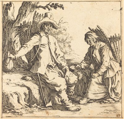 Peasant Couple at Rest by Jacques Callot