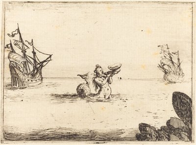 Siren between Two Ships by Jacques Callot