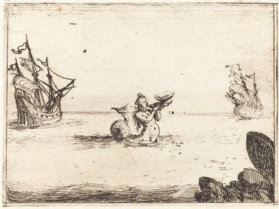 Siren between Two Ships, 1628 by Jacques Callot