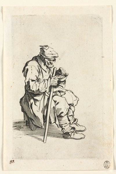 The Beggars: Beggar Sitting Down and Eating by Jacques Callot