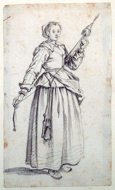 Woman with Spindle by Jacques Callot