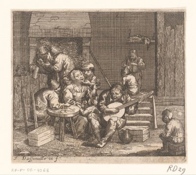 Man Playing Guitar in a Tavern by Jacques Dassonville