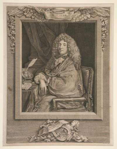 Portrait of Molière by Jacques Firmin Beauvarlet